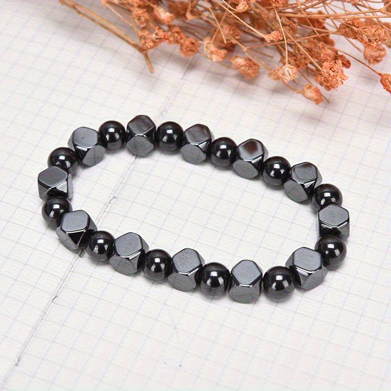Men's Black Obsidian, Hematite & Tiger Eye Beaded Bracelet, Daily Wear